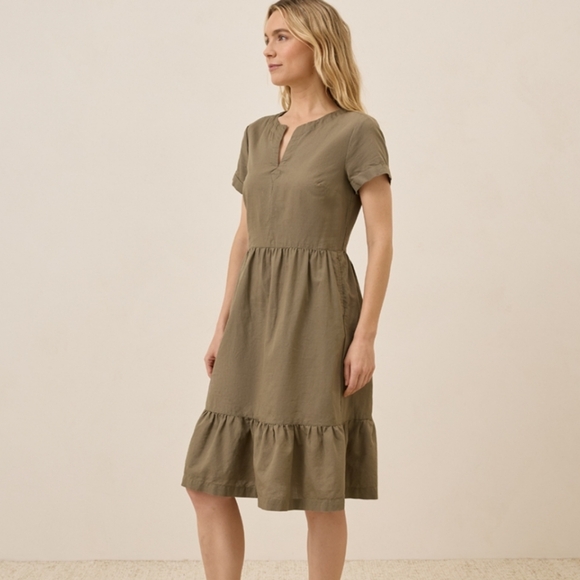 Pact Organic Cotton Linen Canopy Notch Neck Dress - Picture 2 of 10